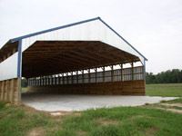 A storage structure with grass around it