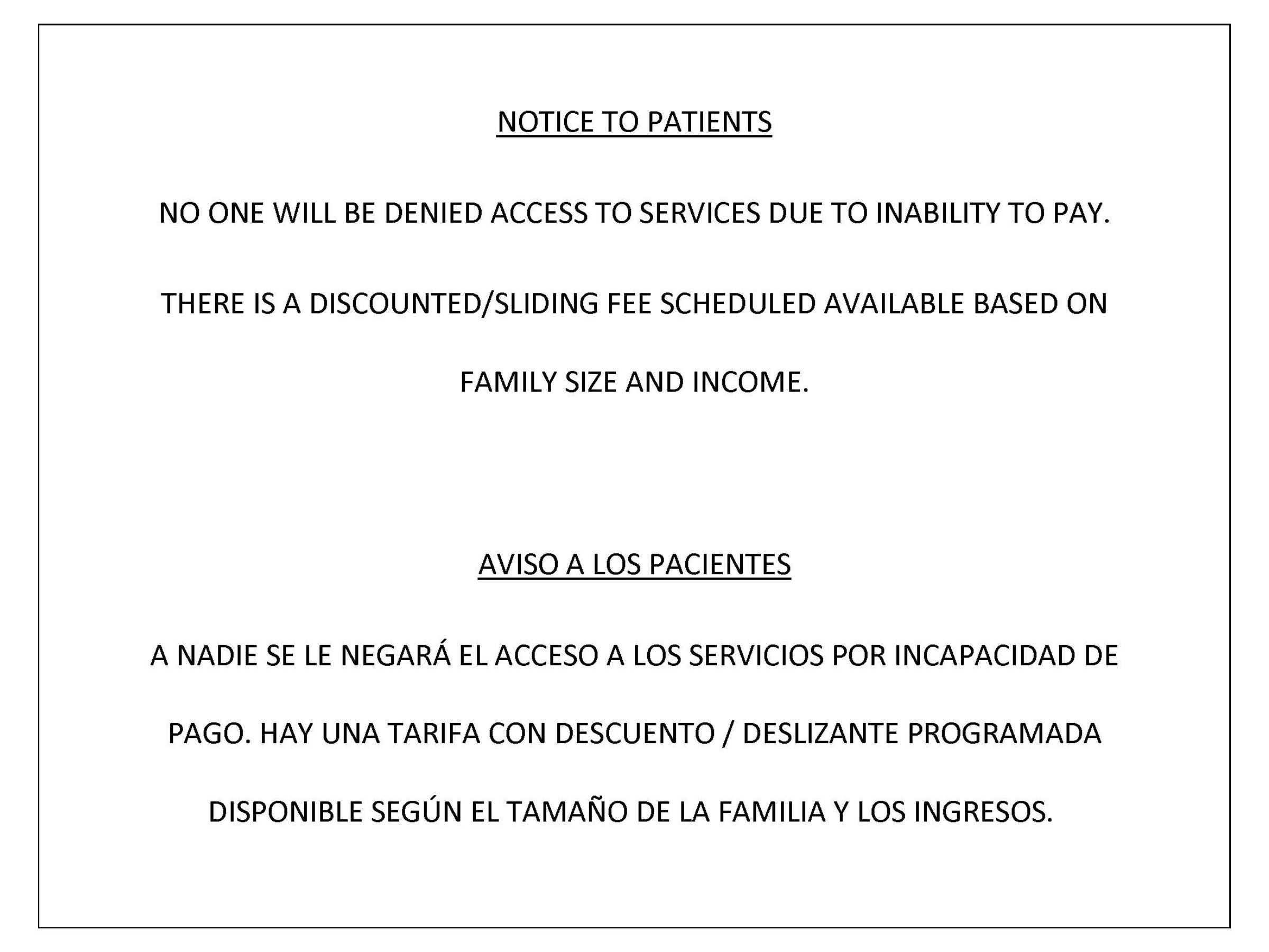 Sliding Fee Public Signage